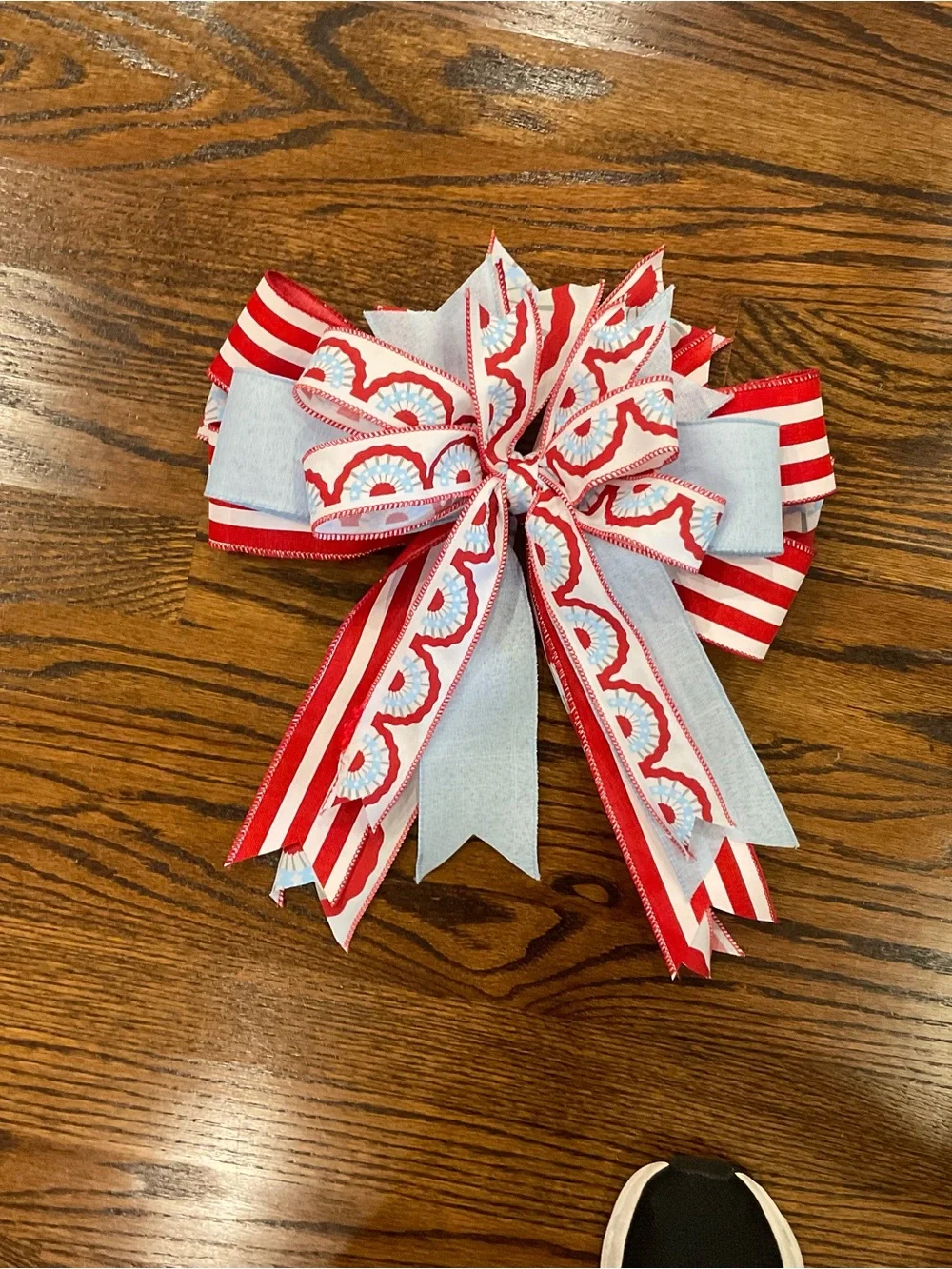 Red and Light Blue Decorative Ribbon Bow